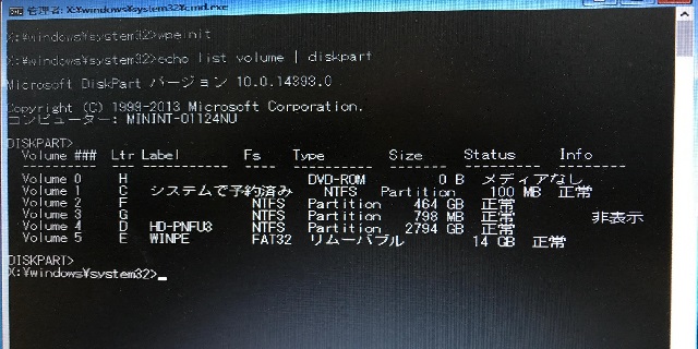 WindowsPEのスクリーンショット