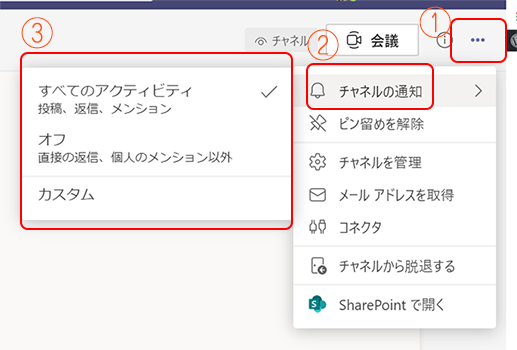 チャネルの設定