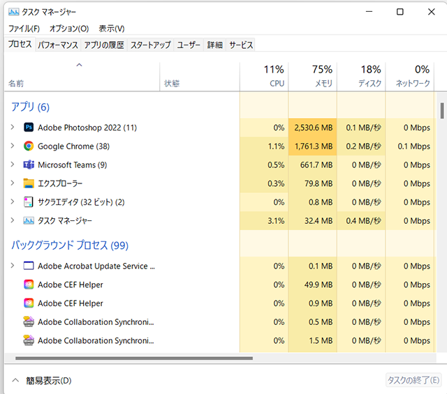 タスクマネージャー1